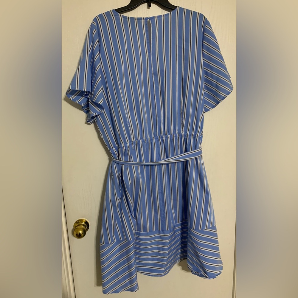 Lane Bryant Rhodes Striped Faux Wrap Fit & Flare Dress - Picture 4 of 6